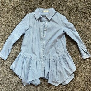 Soprano Light Blue Kids Ruffle Hem Shirt